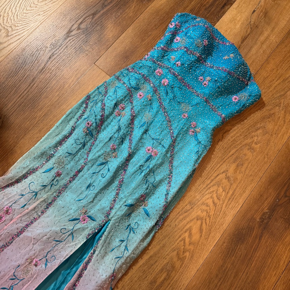 Vintage Y2K 100% Silk Beaded Dress Vintage Beaded Dress Silk Dairy Ombré Rainbow - Picture 12 of 17